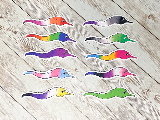 Worm on a String Pride Stickers - Inkalope